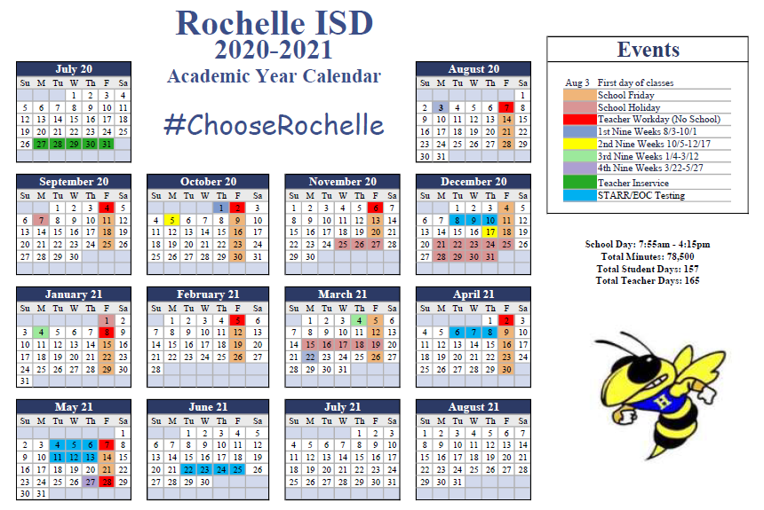 2020-2021 Rochelle ISD Calendar