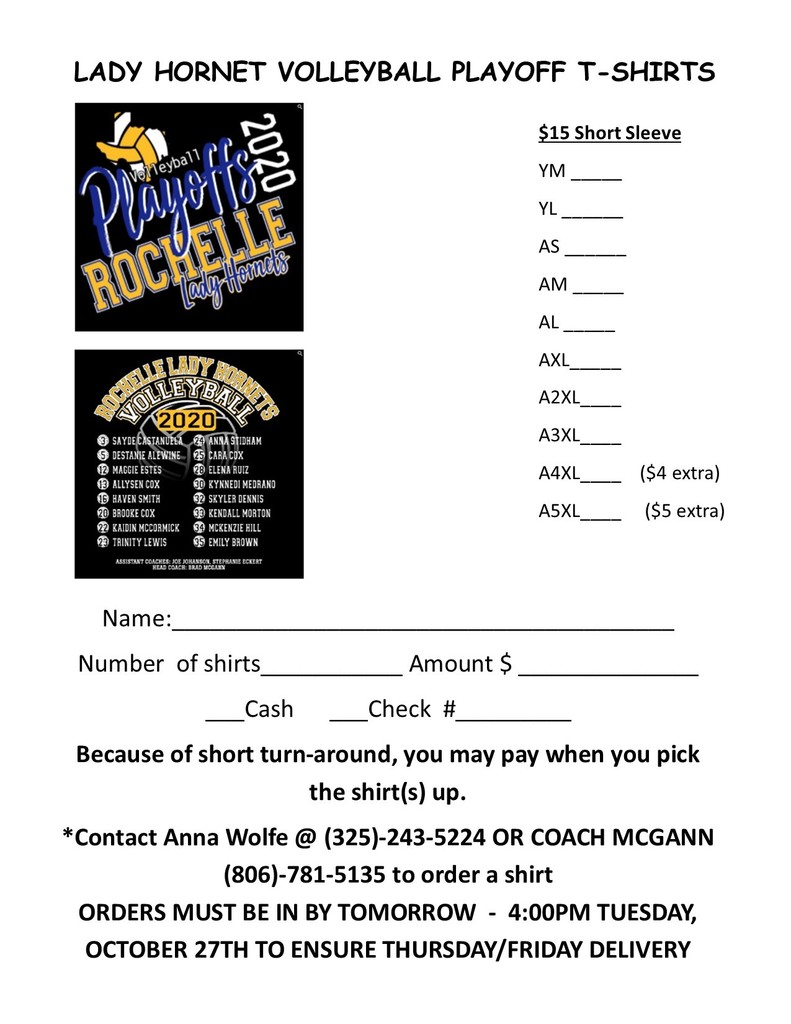 Volleyball Playoff T-Shirt Order Form
